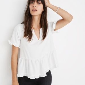 Madewell Stanza Ruffle-Hem Top XXS